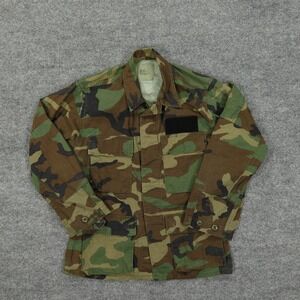 Vintage U.S. Military Jacket Mens XS Woodland Camo Field Combat Coat BDU 1988